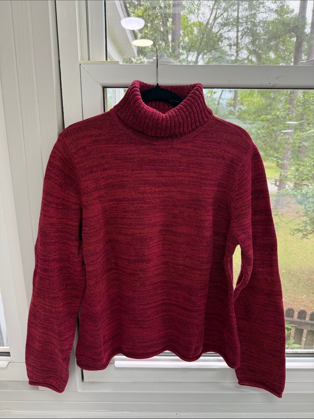 Jean Pierre 100% Cotton Marled Red Turtleneck Sweater Sz XL